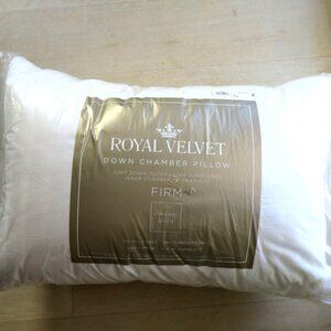 Royal Velvet Down Chamber Pillow Firm Queen White Duck Feather & Down Cotton